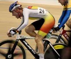 Pieter Bulling on the charge at the ILT Velodrome